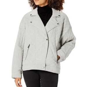 Anthropologie Blank NYC Jacket Size Medium Oversized Grey Knit Quilted Bomber